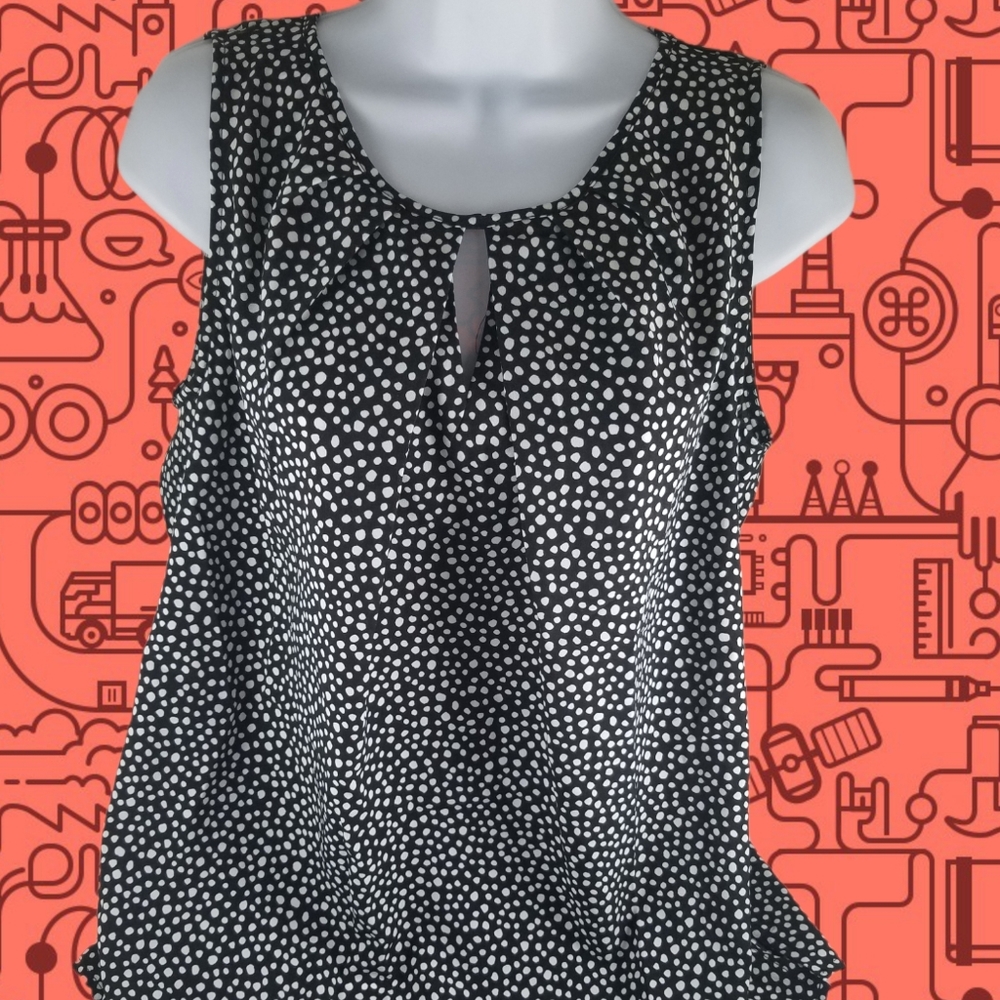 Jones New York Black White Dots Sleeveless Poly L